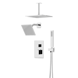 Artos Edge Thermostatic Shower Trim Kit with Wall Mount Shower Head, Ceiling Mount Shower Head, Hand Shower in Chrome – Wide Control Trim Style – PS107CH