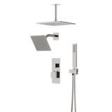 Artos Edge Thermostatic Shower Trim Kit with Wall Mount Shower Head, Ceiling Mount Shower Head, Hand Shower in Brushed Nickel – Wide Control Trim Style – PS107BN