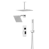 Artos Edge Thermostatic Shower Trim Kit with Wall Mount Shower Head, Ceiling Mount Shower Head, Hand Shower in Chrome – Wide Control Trim Style – PS107CH