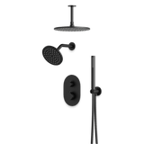Artos Opera Thermostatic Shower Trim Kit with Wall & Ceiling Mount Shower Head, Hand Shower in Matte Black – Wide Control Trim Style – PS108BK