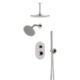 Artos Opera Thermostatic Shower Trim Kit with Wall & Ceiling Mount Shower Head, Hand Shower in Brushed Nickel – Wide Control Trim Style – PS108BN