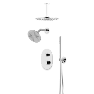 Artos Opera Thermostatic Shower Trim Kit with Wall & Ceiling Mount Shower Head, Hand Shower in Chrome – Wide Control Trim Style – PS108CH