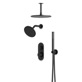 Artos Opera Thermostatic Shower Trim Kit with Wall & Ceiling Mount Shower Head, Hand Shower in Matte Black – Wide Control Trim Style – PS108BK