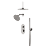 Artos Opera Thermostatic Shower Trim Kit with Wall & Ceiling Mount Shower Head, Hand Shower in Brushed Nickel – Wide Control Trim Style – PS108BN