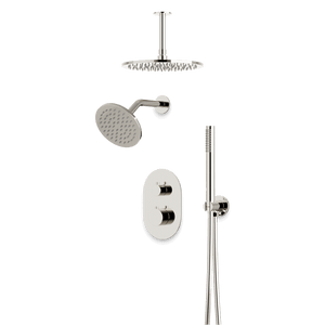 Artos Opera Thermostatic Shower Trim Kit with Wall & Ceiling Mount Shower Head, Hand Shower in Polished Nickel – Wide Control Trim Style – PS108PN