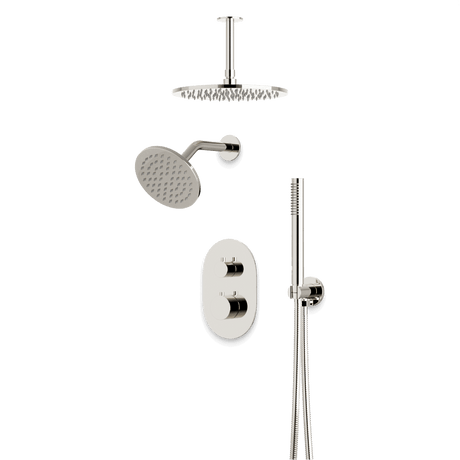 Artos Opera Thermostatic Shower Trim Kit with Wall & Ceiling Mount Shower Head, Hand Shower in Polished Nickel – Wide Control Trim Style – PS108PN