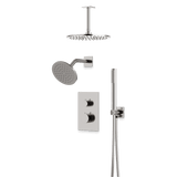 Artos Otella Thermostatic Shower Trim Kit with Wall & Ceiling Mount Shower Head, Hand Shower in Brushed Nickel – Wide Control Trim Style – PS109BN