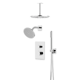 Artos Otella Thermostatic Shower Trim Kit with Wall & Ceiling Mount Shower Head, Hand Shower in Chrome – Wide Control Trim Style – PS109CH