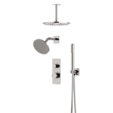 Artos Otella Thermostatic Shower Trim Kit with Wall & Ceiling Mount Shower Head, Hand Shower in Brushed Nickel – Wide Control Trim Style – PS109BN