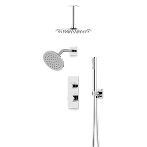 Artos Otella Thermostatic Shower Trim Kit with Wall & Ceiling Mount Shower Head, Hand Shower in Chrome – Wide Control Trim Style – PS109CH
