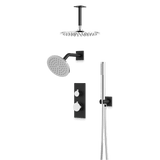 Artos Otella Thermostatic Shower Trim Kit with Wall & Ceiling Mount Shower Head, Hand Shower in Chrome/Matte Black – Wide Control Trim Style – PS109CHB