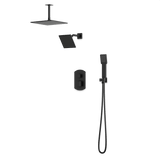 Artos Transitional Thermostatic Shower Trim Kit with Wall Mount Shower Head, Ceiling Mount Shower Head, Hand Shower in Matte Black – PS110BK