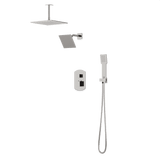 Artos Transitional Thermostatic Shower Trim Kit with Wall Mount Shower Head, Ceiling Mount Shower Head, Hand Shower in Brushed Nickel – PS110BN