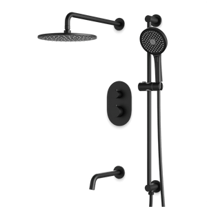 Artos Opera Thermostatic Shower Trim Kit with Hand Shower on Slide Bar, Tub Filler in Matte Black – Wide Control Trim Style – PS116BK