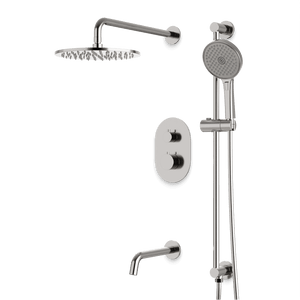 Artos Opera Thermostatic Shower Trim Kit with Hand Shower on Slide Bar, Tub Filler in Brushed Nickel – Wide Control Trim Style – PS116BN