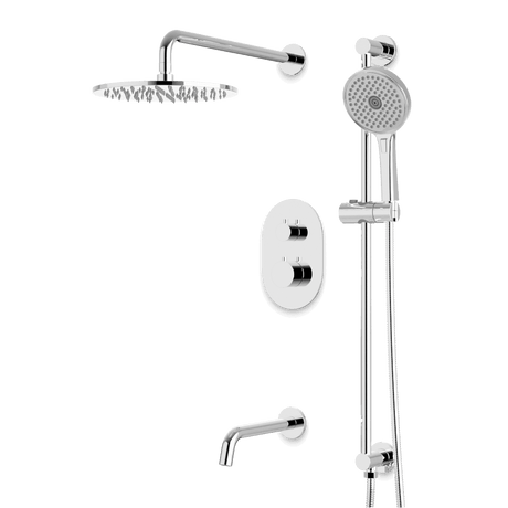 Artos Opera Thermostatic Shower Trim Kit with Hand Shower on Slide Bar, Tub Filler in Chrome – Wide Control Trim Style – PS116CH