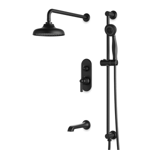 Artos Classic Thermostatic Shower Trim Kit with Hand Shower on Slide Bar, Tub Filler in Matte Black – Wide Control Trim Style – PS116DCLBK