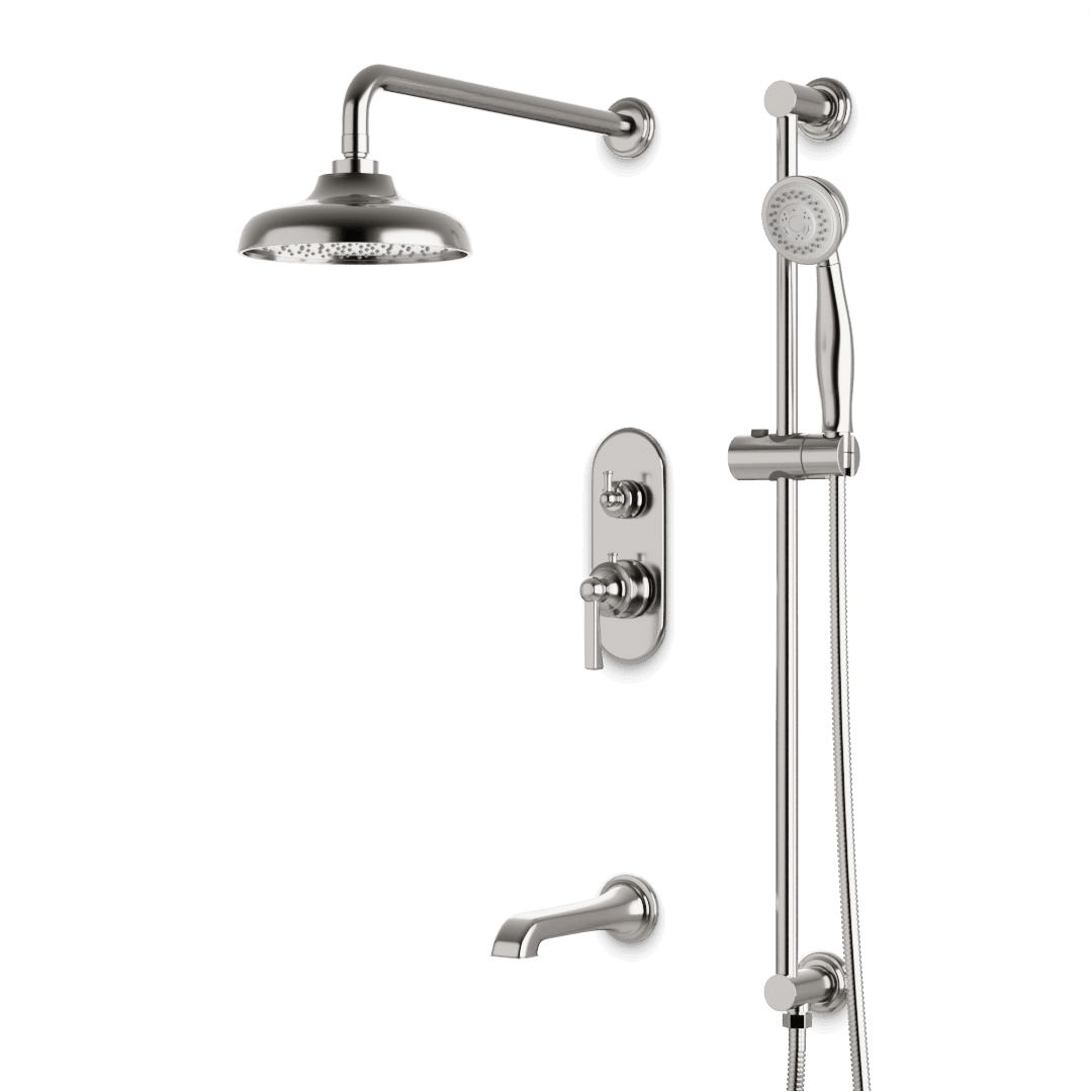 Artos Classic Thermostatic Shower Trim Kit with Hand Shower on Slide Bar, Tub Filler in Brushed Nickel – Wide Control Trim Style – PS116DCLBN