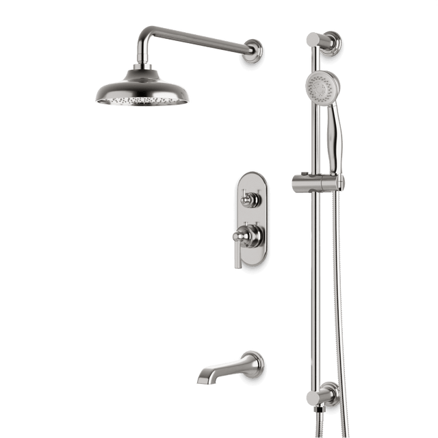 Artos Classic Thermostatic Shower Trim Kit with Hand Shower on Slide Bar, Tub Filler in Brushed Nickel – Wide Control Trim Style – PS116DCLBN