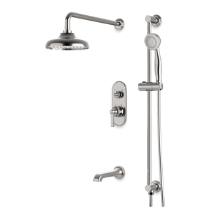 Artos Classic Thermostatic Shower Trim Kit with Hand Shower on Slide Bar, Tub Filler in Brushed Nickel – Wide Control Trim Style