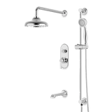 Artos Classic Thermostatic Shower Trim Kit with Hand Shower on Slide Bar, Tub Filler in Chrome – Wide Control Trim Style – PS116DCLCH
