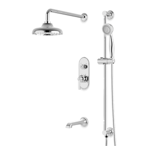 Artos Classic Thermostatic Shower Trim Kit with Hand Shower on Slide Bar, Tub Filler in Chrome – Wide Control Trim Style – PS116DCLCH