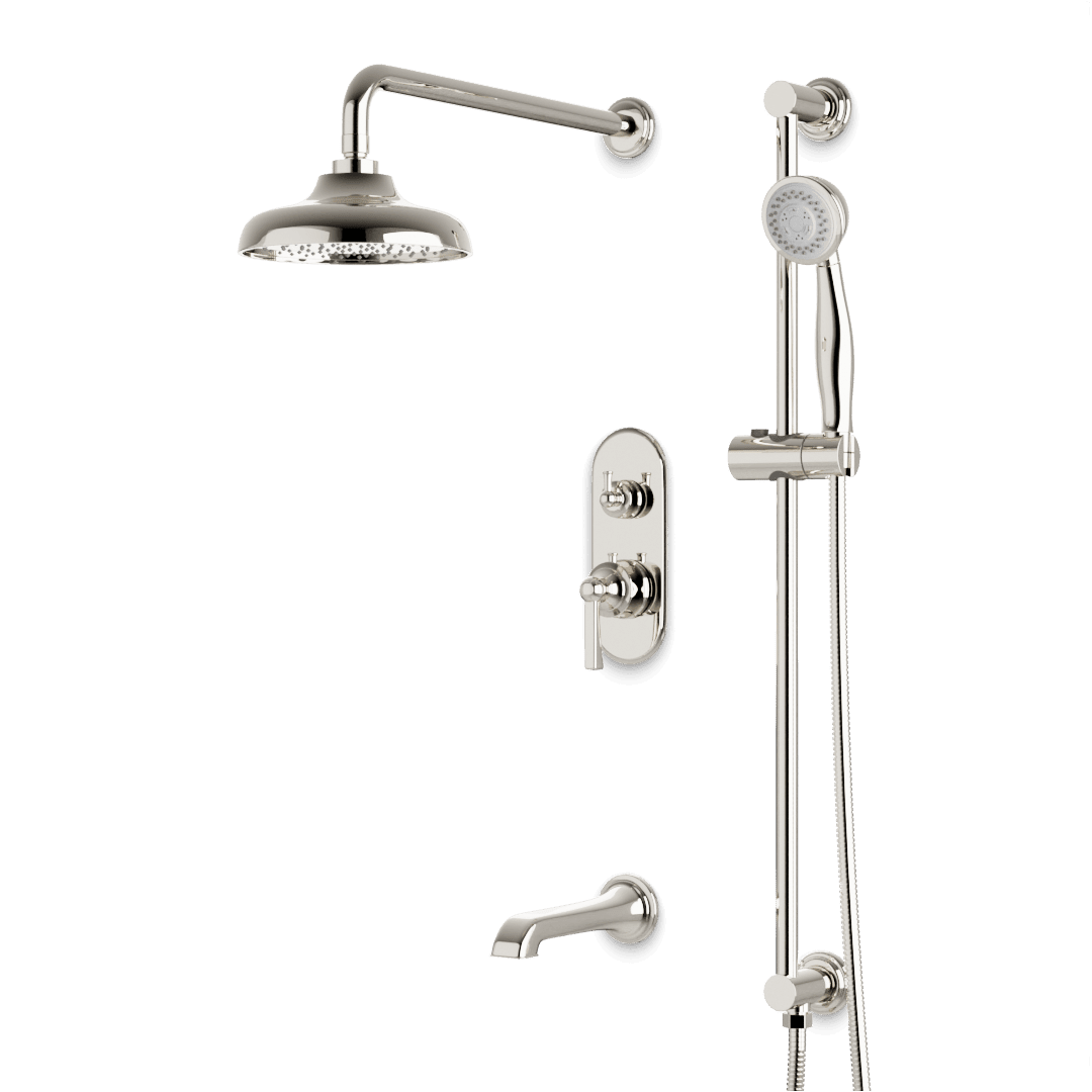 Artos Classic Thermostatic Shower Trim Kit with Hand Shower on Slide Bar, Tub Filler in Polished Nickel – Wide Control Trim Style – PS116DCLPN