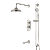 Artos Classic Thermostatic Shower Trim Kit with Hand Shower on Slide Bar, Tub Filler in Polished Nickel – Wide Control Trim Style – PS116DCLPN