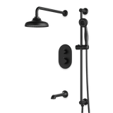 Artos Classic Thermostatic Shower Trim Kit with Hand Shower on Slide Bar, Tub Filler in Matte Black – Wide Control Trim Style – PS116DCLBK