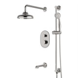 Artos Classic Thermostatic Shower Trim Kit with Hand Shower on Slide Bar, Tub Filler in Brushed Nickel – Wide Control Trim Style – PS116DCLBN