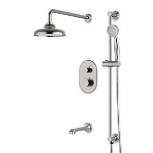 Artos Classic Thermostatic Shower Trim Kit with Hand Shower on Slide Bar, Tub Filler in Brushed Nickel – Wide Control Trim Style – PS116DCLBN