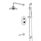 Artos Classic Thermostatic Shower Trim Kit with Hand Shower on Slide Bar, Tub Filler in Chrome – Wide Control Trim Style – PS116DCLCH