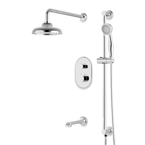 Artos Classic Thermostatic Shower Trim Kit with Hand Shower on Slide Bar, Tub Filler in Chrome – Wide Control Trim Style – PS116DCLCH
