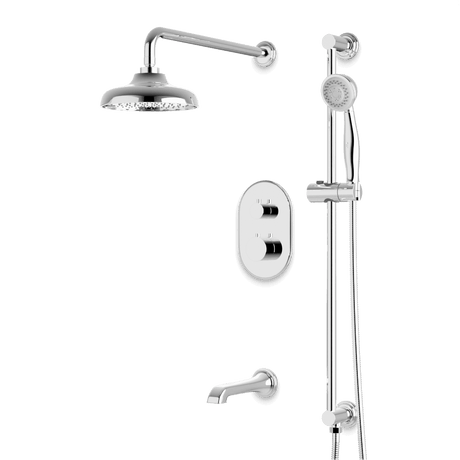Artos Classic Thermostatic Shower Trim Kit with Hand Shower on Slide Bar, Tub Filler in Chrome – Wide Control Trim Style – PS116DCLCH