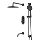 Artos Opera Thermostatic Shower Trim Kit with Hand Shower on Slide Bar, Tub Filler in Matte Black – Wide Control Trim Style – PS116BK