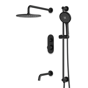 Artos Opera Thermostatic Shower Trim Kit with Hand Shower on Slide Bar, Tub Filler in Matte Black – Wide Control Trim Style – PS116BK