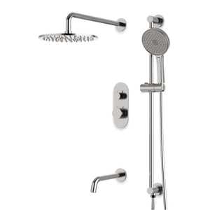 Artos Opera Thermostatic Shower Trim Kit with Hand Shower on Slide Bar, Tub Filler in Brushed Nickel – Wide Control Trim Style
