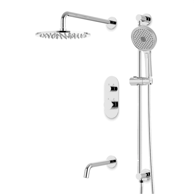 Artos Opera Thermostatic Shower Trim Kit with Hand Shower on Slide Bar, Tub Filler in Chrome – Wide Control Trim Style – PS116CH