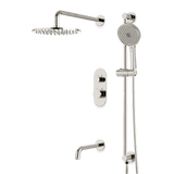 Artos Opera Thermostatic Shower Trim Kit with Hand Shower on Slide Bar, Tub Filler in Polished Nickel – Wide Control Trim Style – PS116PN