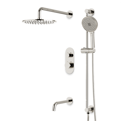 Artos Opera Thermostatic Shower Trim Kit with Hand Shower on Slide Bar, Tub Filler in Polished Nickel – Wide Control Trim Style – PS116PN