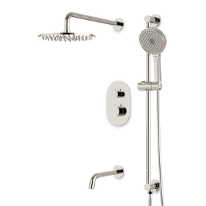 Artos Opera Thermostatic Shower Trim Kit with Hand Shower on Slide Bar, Tub Filler in Polished Nickel – Wide Control Trim Style – PS116PN