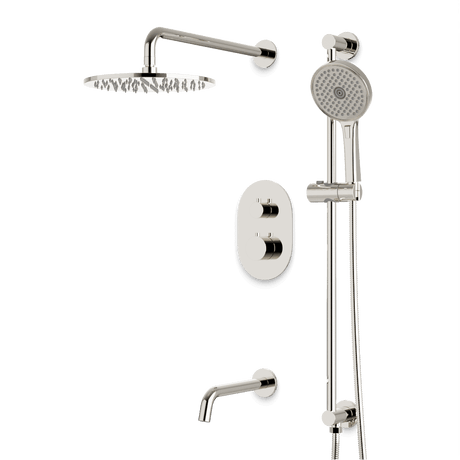 Artos Opera Thermostatic Shower Trim Kit with Hand Shower on Slide Bar, Tub Filler in Polished Nickel – Wide Control Trim Style – PS116PN