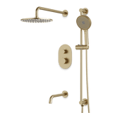 Artos Opera Thermostatic Shower Trim Kit with Hand Shower on Slide Bar, Tub Filler in Satin Brass – Wide Control Trim Style – PS116SB