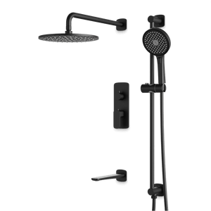 Artos Harmony Thermostatic Shower Trim Kit with Hand Shower on Slide Bar, Tub Filler in Matte Black – 8" Shower Head Size – PS116W8TRBK