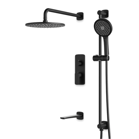 Artos Harmony Thermostatic Shower Trim Kit with Hand Shower on Slide Bar, Tub Filler in Matte Black – 8" Shower Head Size – PS116W8TRBK
