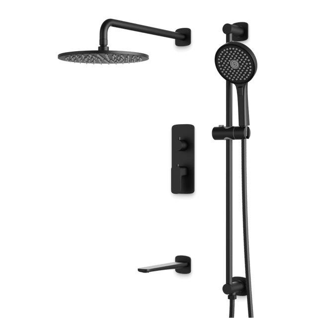 Artos Harmony Thermostatic Shower Trim Kit with Hand Shower on Slide Bar, Tub Filler in Matte Black – 8" Shower Head Size – PS116W8TRBK