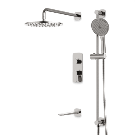 Artos Harmony Thermostatic Shower Trim Kit with Hand Shower on Slide Bar, Tub Filler in Brushed Nickel – 8" Shower Head Size – PS116W8TRBN