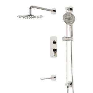 Artos Harmony Thermostatic Shower Trim Kit with Hand Shower on Slide Bar, Tub Filler in Polished Nickel – 12