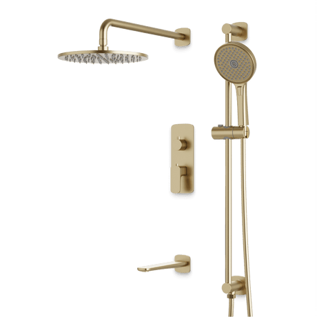 Artos Harmony Thermostatic Shower Trim Kit with Hand Shower on Slide Bar, Tub Filler in Satin Brass – 8" Shower Head Size – PS116W8TRSB