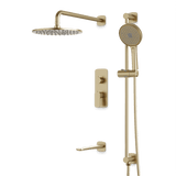 Artos Harmony Thermostatic Shower Trim Kit with Hand Shower on Slide Bar, Tub Filler in Satin Brass – 12" Shower Head Size – PS116W12TRSB